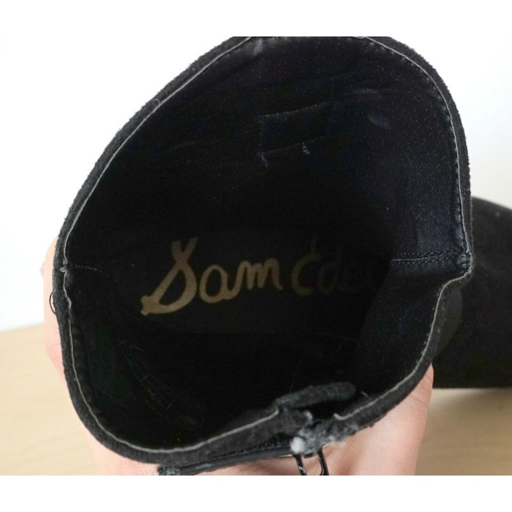 Last Chance! SAM EDELMAN Becka Black Suede Leather Ankle Boots - Picture 7 of 8